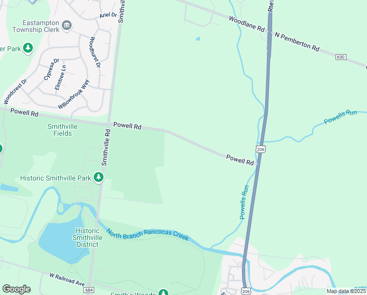 map of restaurants, bars, coffee shops, grocery stores, and more near 858 Powell Road in Mount Holly