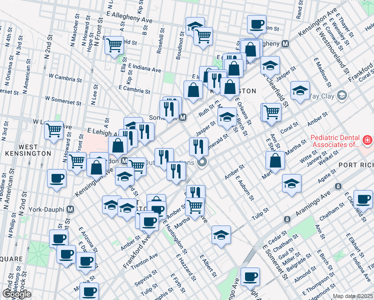 map of restaurants, bars, coffee shops, grocery stores, and more near 2754 Helen Street in Philadelphia
