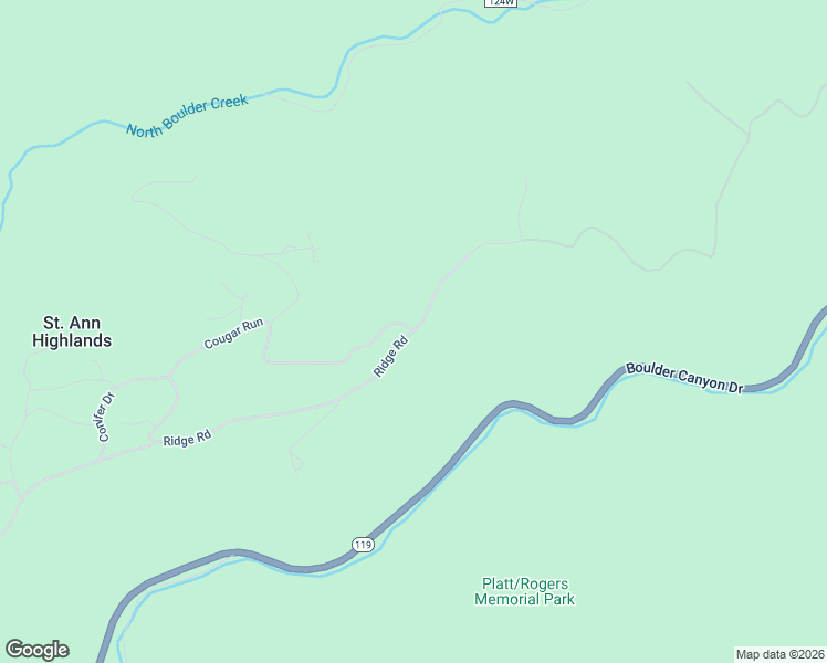 map of restaurants, bars, coffee shops, grocery stores, and more near 4058 Ridge Road in Nederland