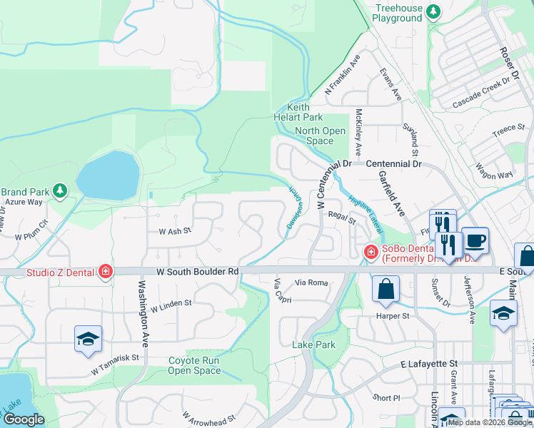 map of restaurants, bars, coffee shops, grocery stores, and more near 500 Eisenhower Drive in Louisville