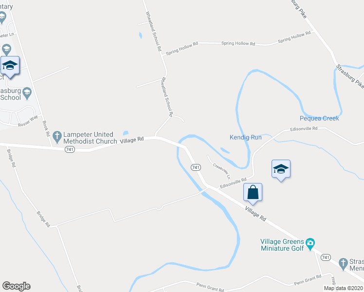 map of restaurants, bars, coffee shops, grocery stores, and more near Pennsylvania 741 in Lancaster County