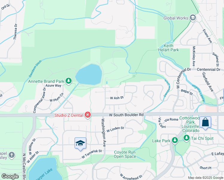 map of restaurants, bars, coffee shops, grocery stores, and more near 649 West Birch Court in Louisville