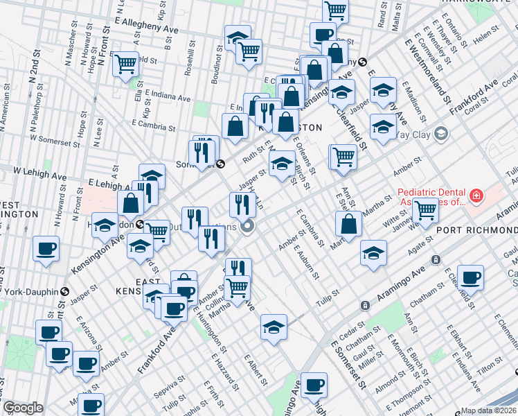 map of restaurants, bars, coffee shops, grocery stores, and more near 2002 Hart Lane in Philadelphia