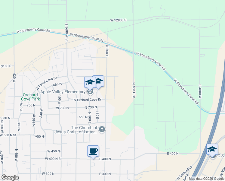 map of restaurants, bars, coffee shops, grocery stores, and more near 835 North 260 East Street in Santaquin