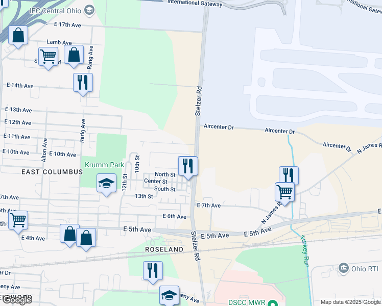 map of restaurants, bars, coffee shops, grocery stores, and more near 841-857 Stelzer Road in Columbus