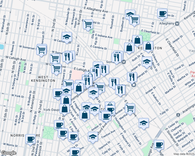 map of restaurants, bars, coffee shops, grocery stores, and more near in Philadelphia