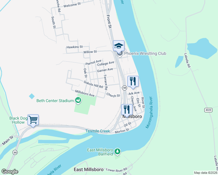 map of restaurants, bars, coffee shops, grocery stores, and more near 8 Step Street in Millsboro