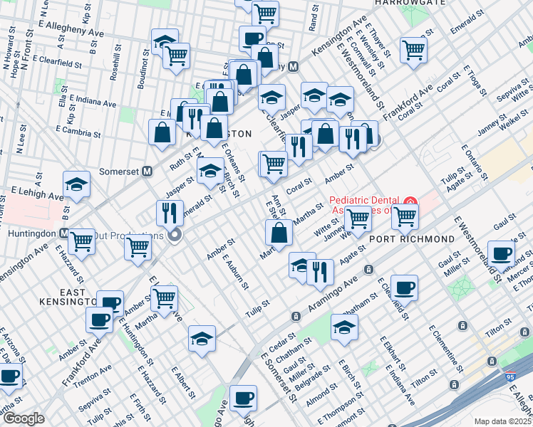 map of restaurants, bars, coffee shops, grocery stores, and more near 2079 Bellmore Street in Philadelphia