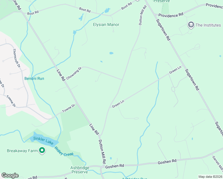 map of restaurants, bars, coffee shops, grocery stores, and more near 408 Dutton Mill Road in Malvern