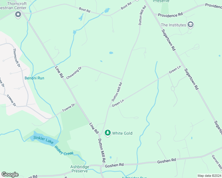 map of restaurants, bars, coffee shops, grocery stores, and more near 408 Dutton Mill Road in Malvern