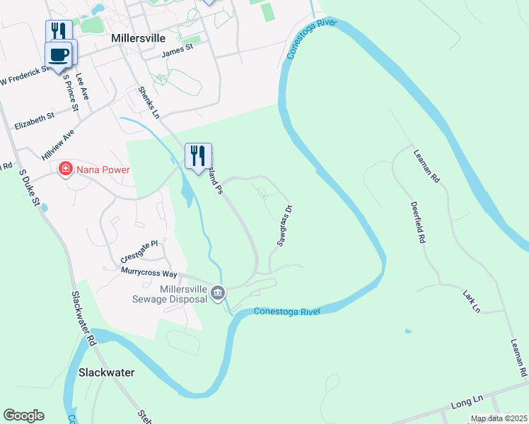 map of restaurants, bars, coffee shops, grocery stores, and more near 132 Copperstone Court in Millersville