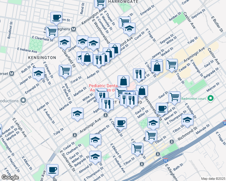 map of restaurants, bars, coffee shops, grocery stores, and more near in Philadelphia