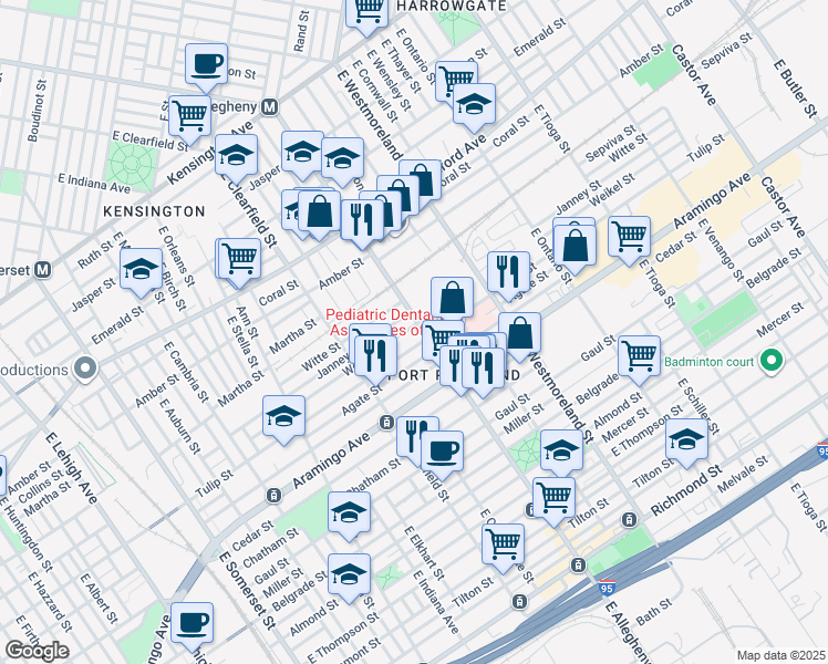 map of restaurants, bars, coffee shops, grocery stores, and more near in Philadelphia