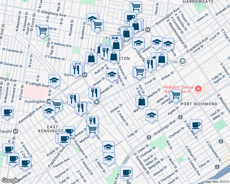 map of restaurants, bars, coffee shops, grocery stores, and more near 2864 Frankford Avenue in Philadelphia