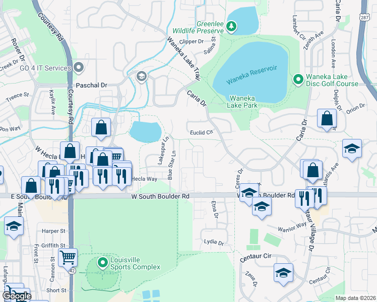 map of restaurants, bars, coffee shops, grocery stores, and more near 912 Sage Court in Lafayette