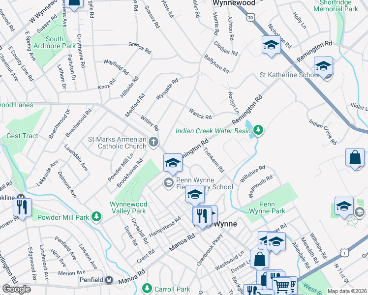 map of restaurants, bars, coffee shops, grocery stores, and more near 1319 Remington Road in Wynnewood