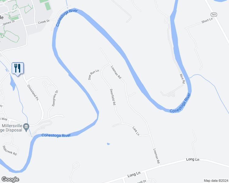 map of restaurants, bars, coffee shops, grocery stores, and more near 13 Deerfield Road in Lancaster