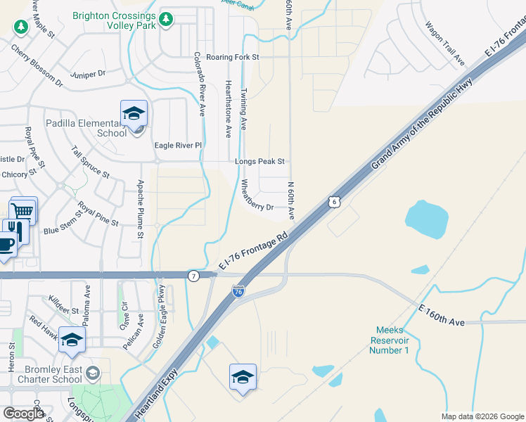 map of restaurants, bars, coffee shops, grocery stores, and more near 5993 Wheatberry Drive in Brighton