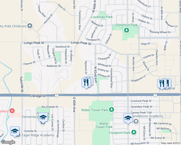 map of restaurants, bars, coffee shops, grocery stores, and more near 169 Blue Bonnet Drive in Brighton
