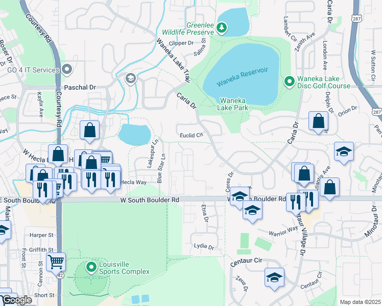 map of restaurants, bars, coffee shops, grocery stores, and more near 882 Cimarron Drive in Lafayette