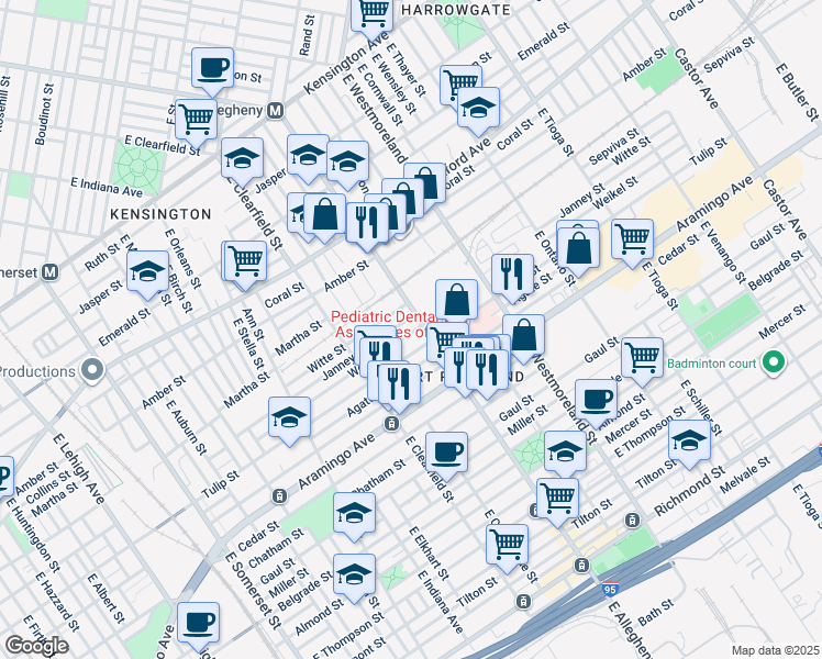 map of restaurants, bars, coffee shops, grocery stores, and more near 3192 Weikel St in Philadelphia
