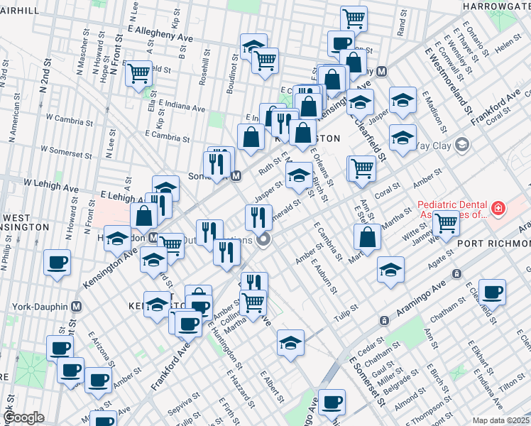 map of restaurants, bars, coffee shops, grocery stores, and more near 1942 Hart Lane in Philadelphia