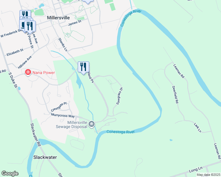 map of restaurants, bars, coffee shops, grocery stores, and more near 140 Copperstone Court in Millersville
