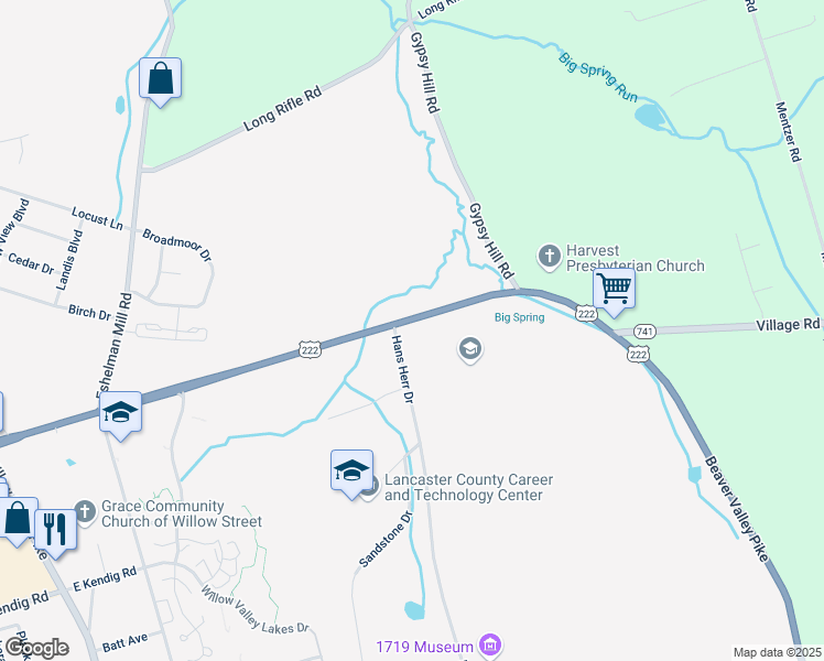 map of restaurants, bars, coffee shops, grocery stores, and more near 410 Hans Herr Dr in Lancaster