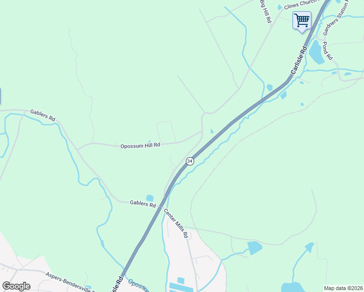 map of restaurants, bars, coffee shops, grocery stores, and more near 23A Opossum Hill Road in Aspers