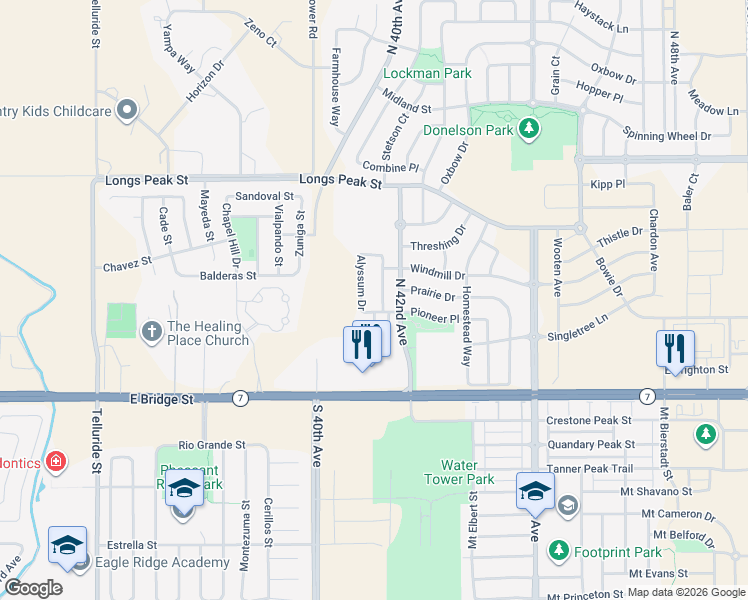 map of restaurants, bars, coffee shops, grocery stores, and more near 178 Alyssum Drive in Brighton