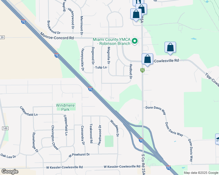 map of restaurants, bars, coffee shops, grocery stores, and more near 3390 Lilac Lane in Troy