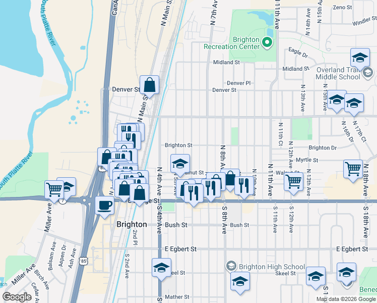 map of restaurants, bars, coffee shops, grocery stores, and more near 173 North 6th Avenue in Brighton