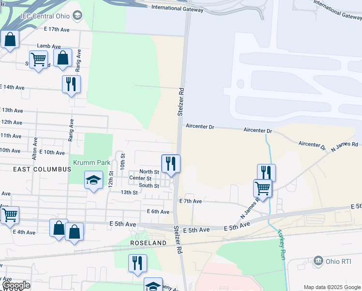 map of restaurants, bars, coffee shops, grocery stores, and more near 857 Stelzer Road in Columbus