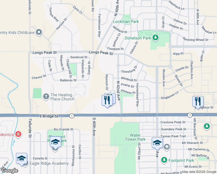 map of restaurants, bars, coffee shops, grocery stores, and more near 178 Alyssum Drive in Brighton