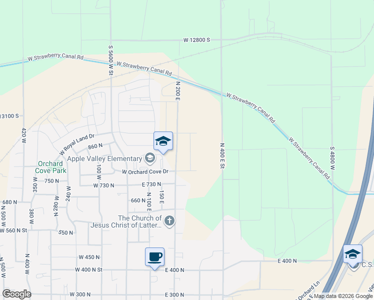 map of restaurants, bars, coffee shops, grocery stores, and more near 857 North 260 East Street in Santaquin
