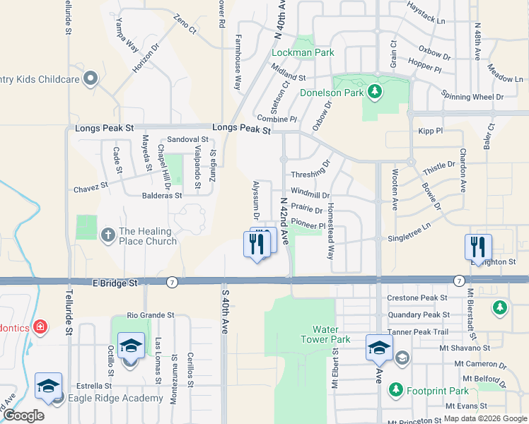map of restaurants, bars, coffee shops, grocery stores, and more near 178 Alyssum Drive in Brighton