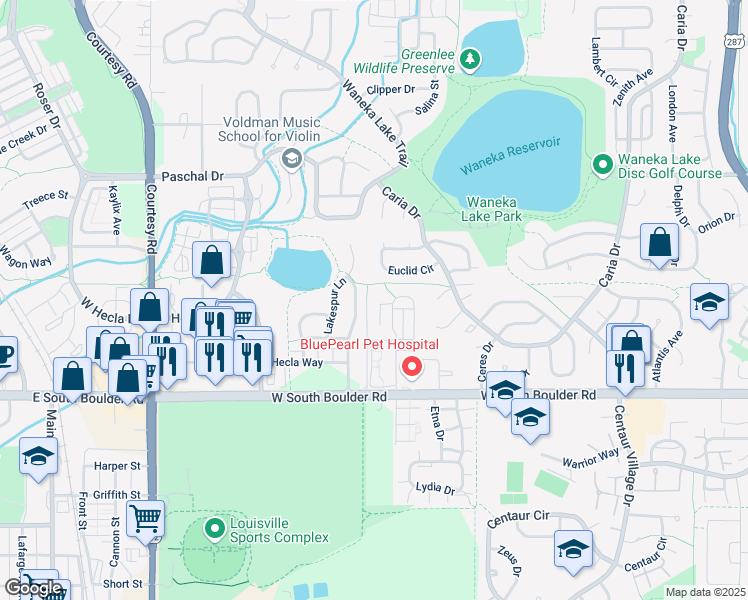map of restaurants, bars, coffee shops, grocery stores, and more near 895 Sage Court in Lafayette