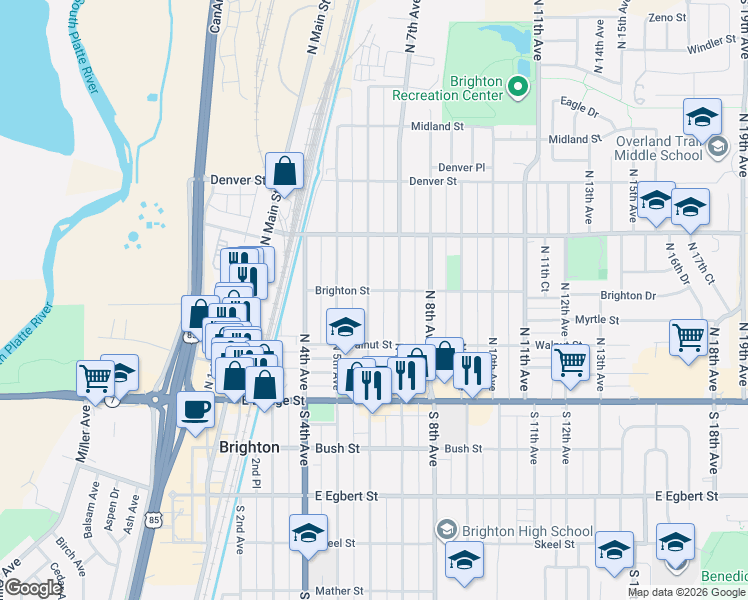 map of restaurants, bars, coffee shops, grocery stores, and more near 173 North 6th Avenue in Brighton