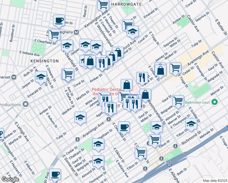 map of restaurants, bars, coffee shops, grocery stores, and more near in Philadelphia