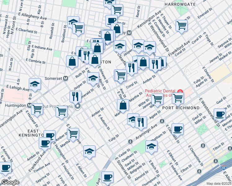 map of restaurants, bars, coffee shops, grocery stores, and more near 2049 Bellmore Street in Philadelphia