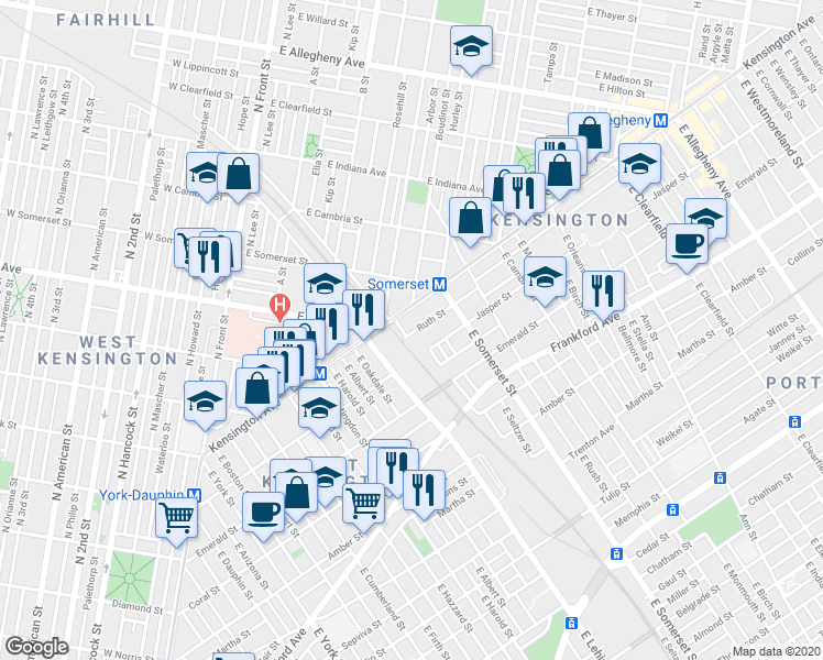 map of restaurants, bars, coffee shops, grocery stores, and more near 2721-69 Ruth Street in Philadelphia
