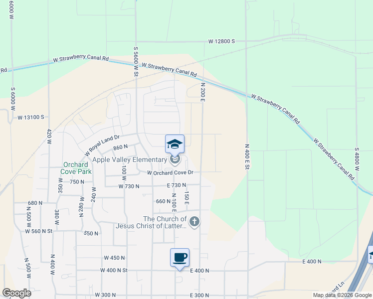 map of restaurants, bars, coffee shops, grocery stores, and more near 140 East 840 North in Payson