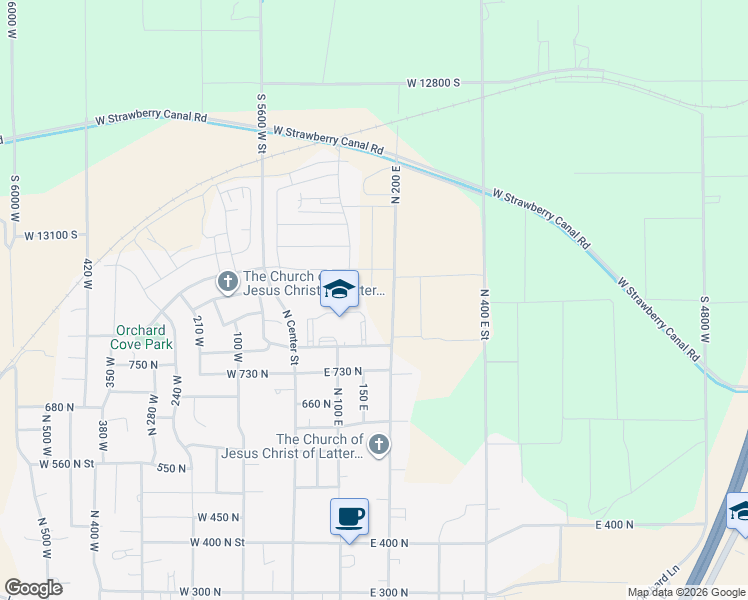 map of restaurants, bars, coffee shops, grocery stores, and more near 152 East 840 North in Santaquin