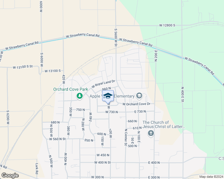 map of restaurants, bars, coffee shops, grocery stores, and more near 93 860 North in Santaquin