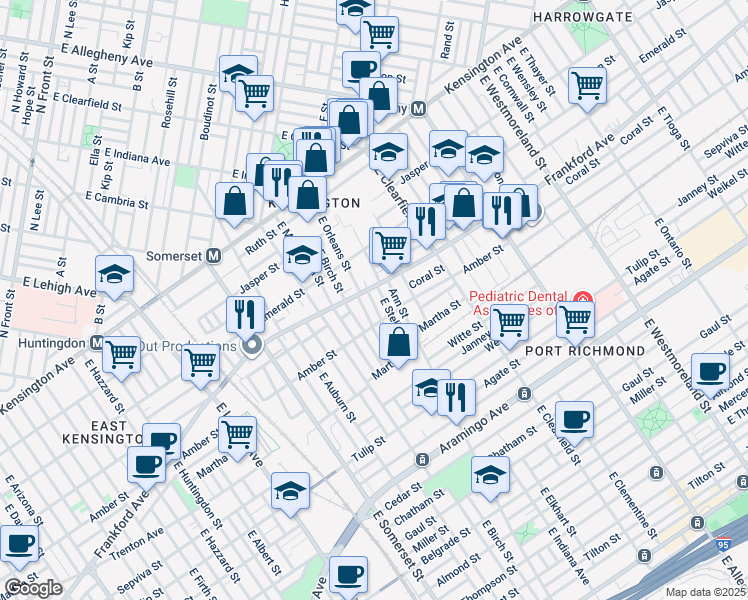 map of restaurants, bars, coffee shops, grocery stores, and more near 2049 Bellmore Street in Philadelphia