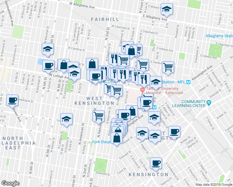 map of restaurants, bars, coffee shops, grocery stores, and more near 2633 Waterloo Street in Philadelphia