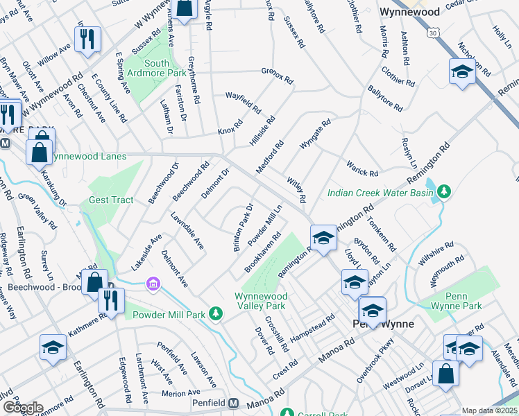 map of restaurants, bars, coffee shops, grocery stores, and more near 452 Rock Glen Drive in Wynnewood