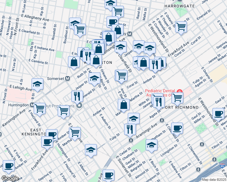 map of restaurants, bars, coffee shops, grocery stores, and more near 2056 Bellmore Street in Philadelphia
