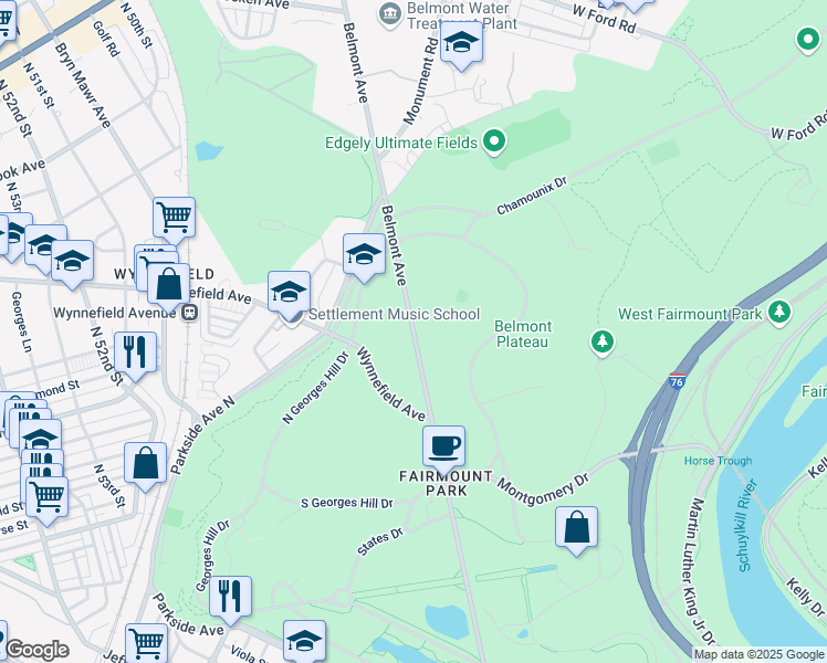 map of restaurants, bars, coffee shops, grocery stores, and more near 1826-1916 Belmont Avenue in Philadelphia