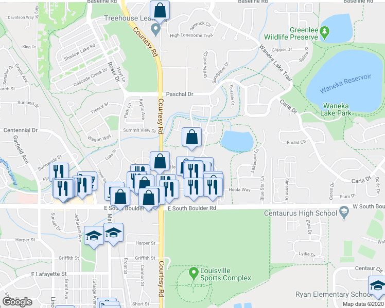 map of restaurants, bars, coffee shops, grocery stores, and more near 1371 Hecla Drive in Louisville